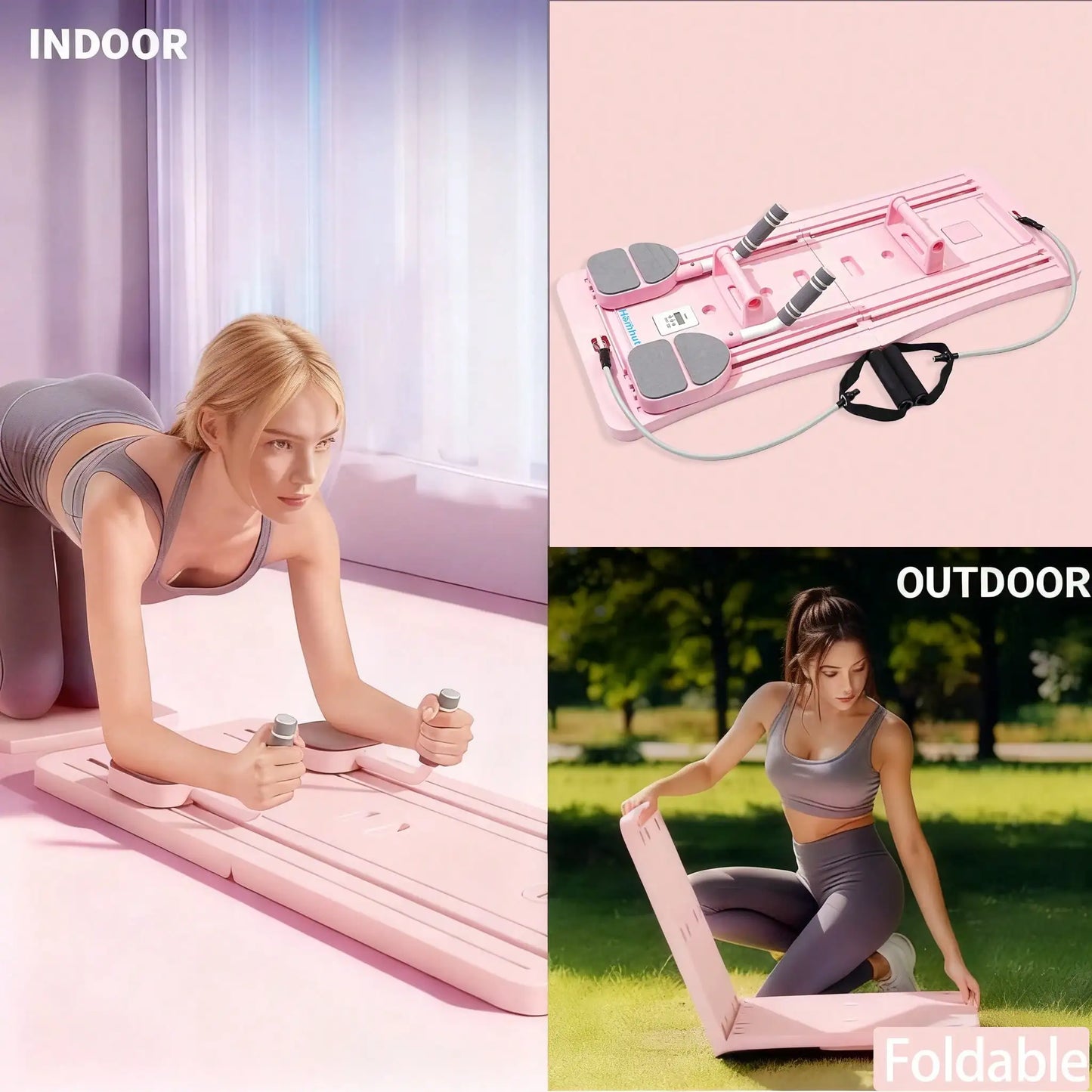 4 In 1 Foldable Ab Workout Board With Resistance Bands For Core