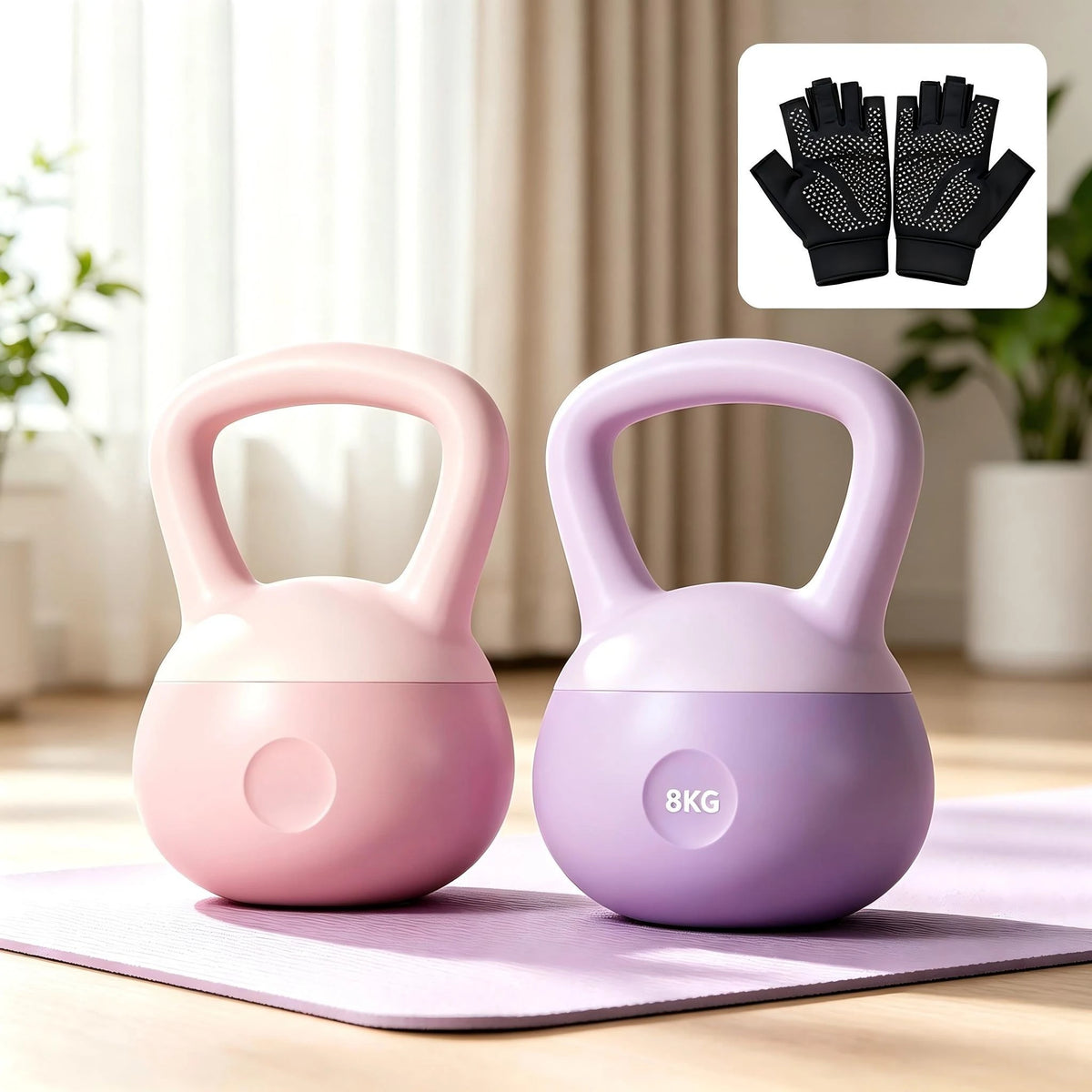 Soft Bottom Kettlebell With Fitness Gloves For Strength Training