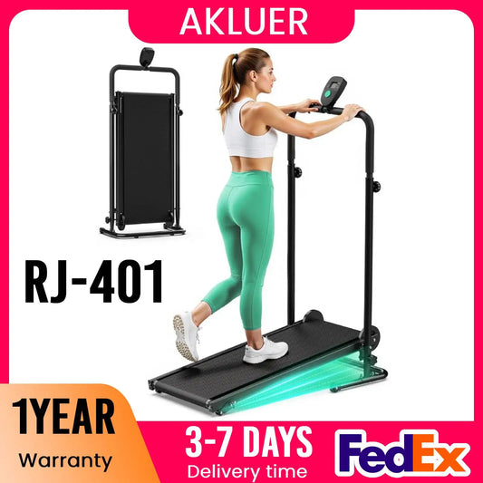 AKLUER Motorless Treadmill With Dual Flywheels And LCD Monitor