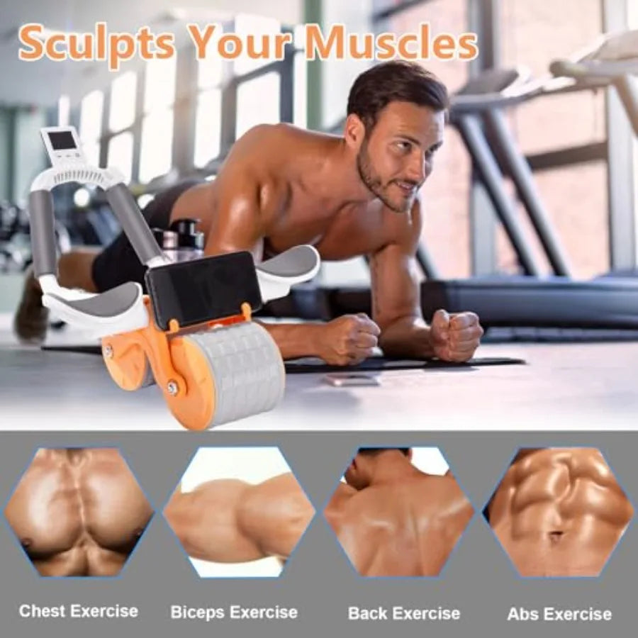 Ab Roller Wheel Exercise Set With Knee Mat And Timer
