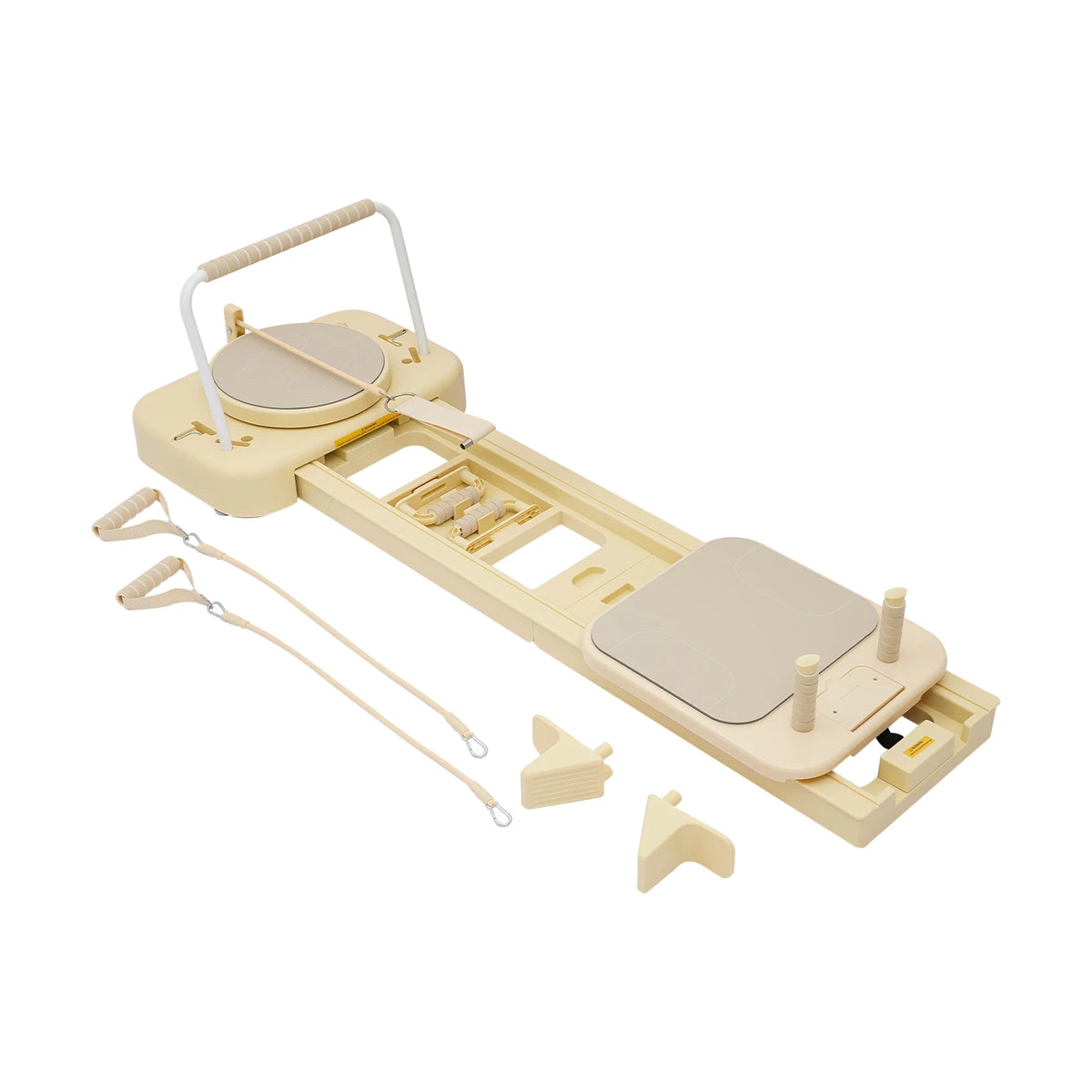 Foldable Pilates Fitness Board With Resistance Bands And Ab Wheel