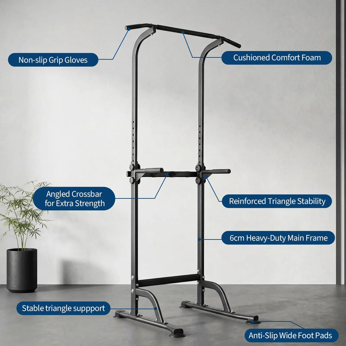 HiMISS Power Tower Dip Station Pull Up Bar Home Gym