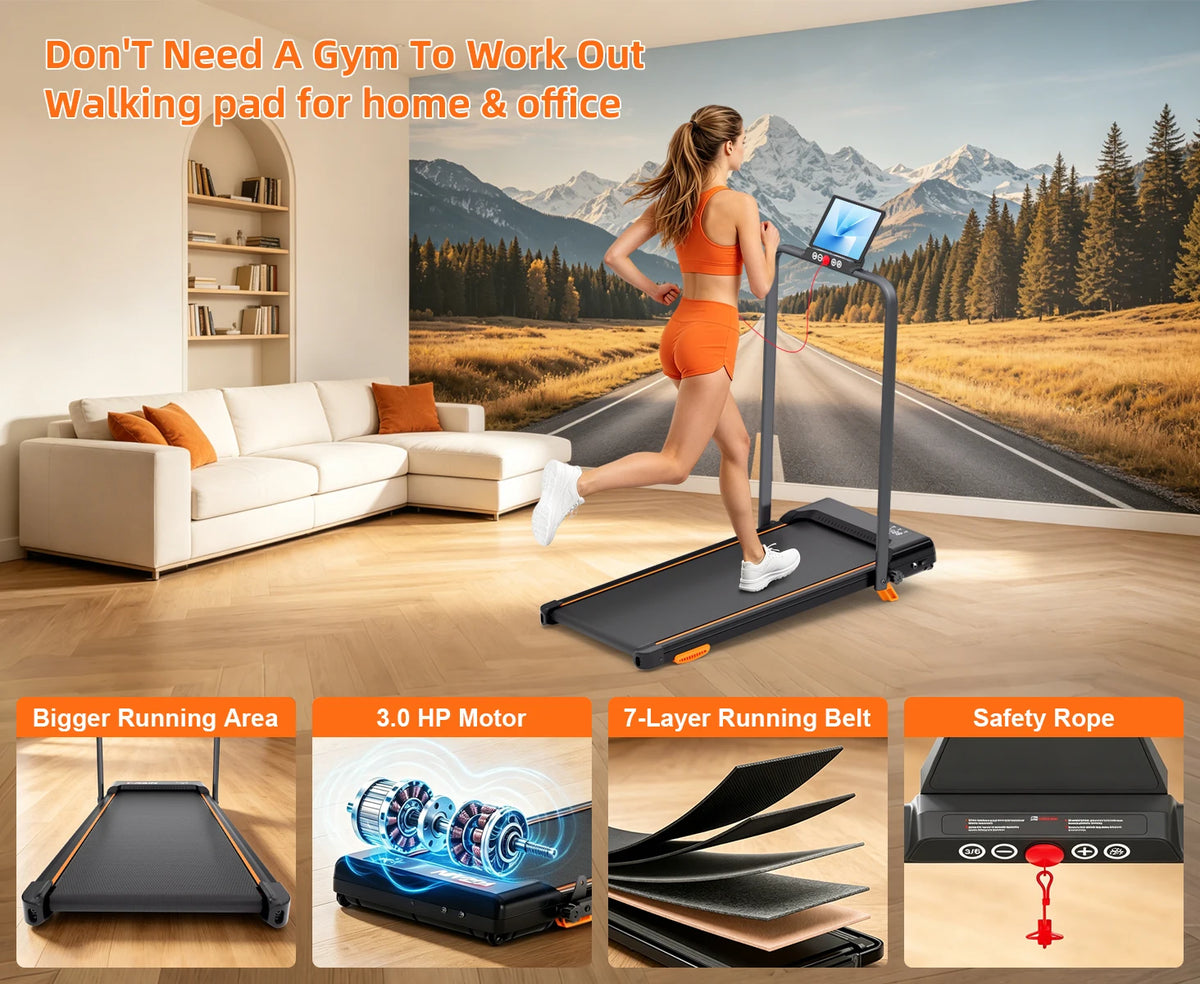 Foldable Electric Home Treadmill With Adjustable Incline For Walking Running