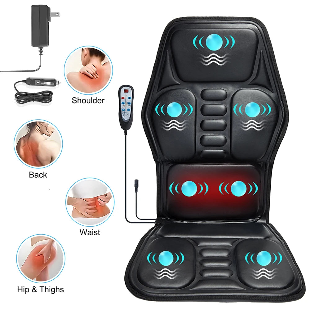 Massage Chair Pad with Heat, Back Massager Seat Cushion