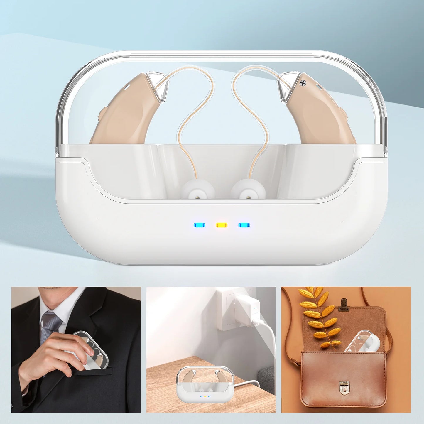 Rechargeable Hearing Aids For The Elderly Behind-The-Ear Invisible Hearing Amplifiers Volume-Adjustable Hearing Aids