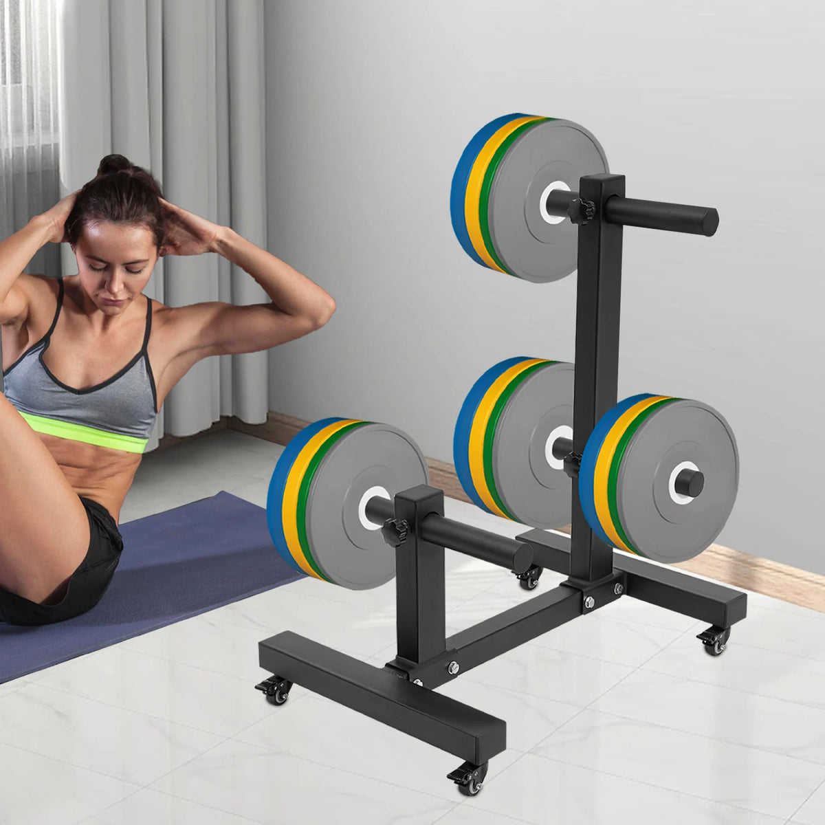 Heavy Duty Steel Weight Plate Storage Rack With Six Pegs