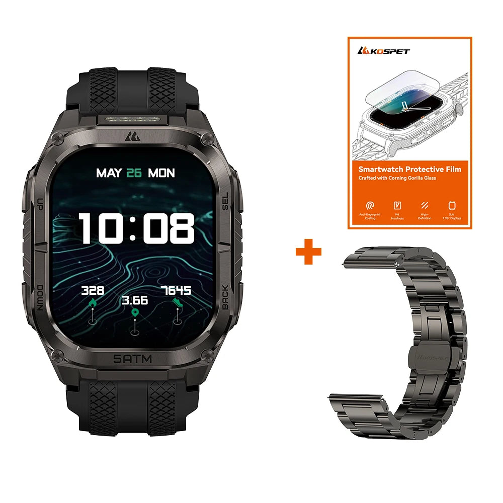 KOSPET Tank M4C Rugged Smartwatch GPS Flashlight 5ATM Waterproof