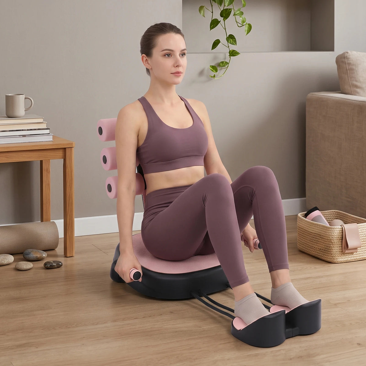 Multifunctional Sit Up Trainer With Abdominal Support And Pull Ropes