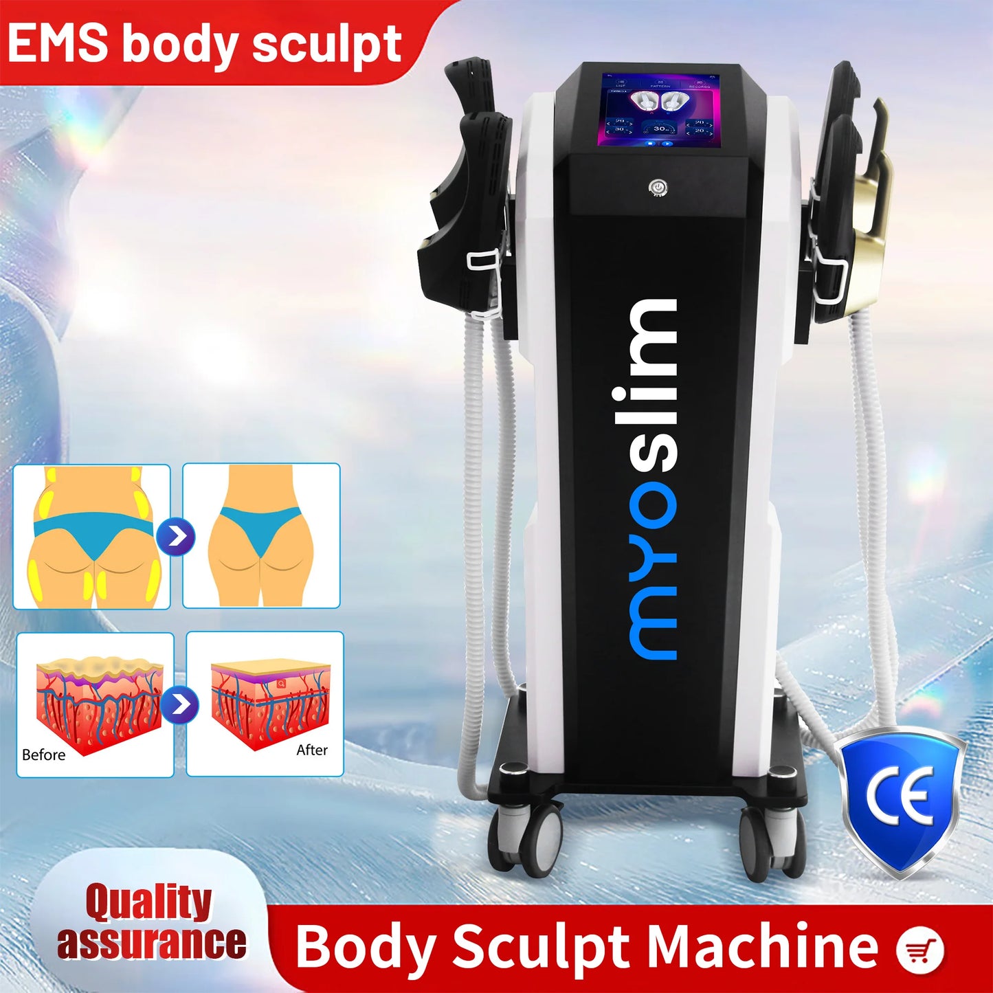 Portable Myoslim Neo EMS Slimming Machine Electromagnetic Muscle Stimulate Fat Burn Body Shaping Muscle Build Beauty Equipment.