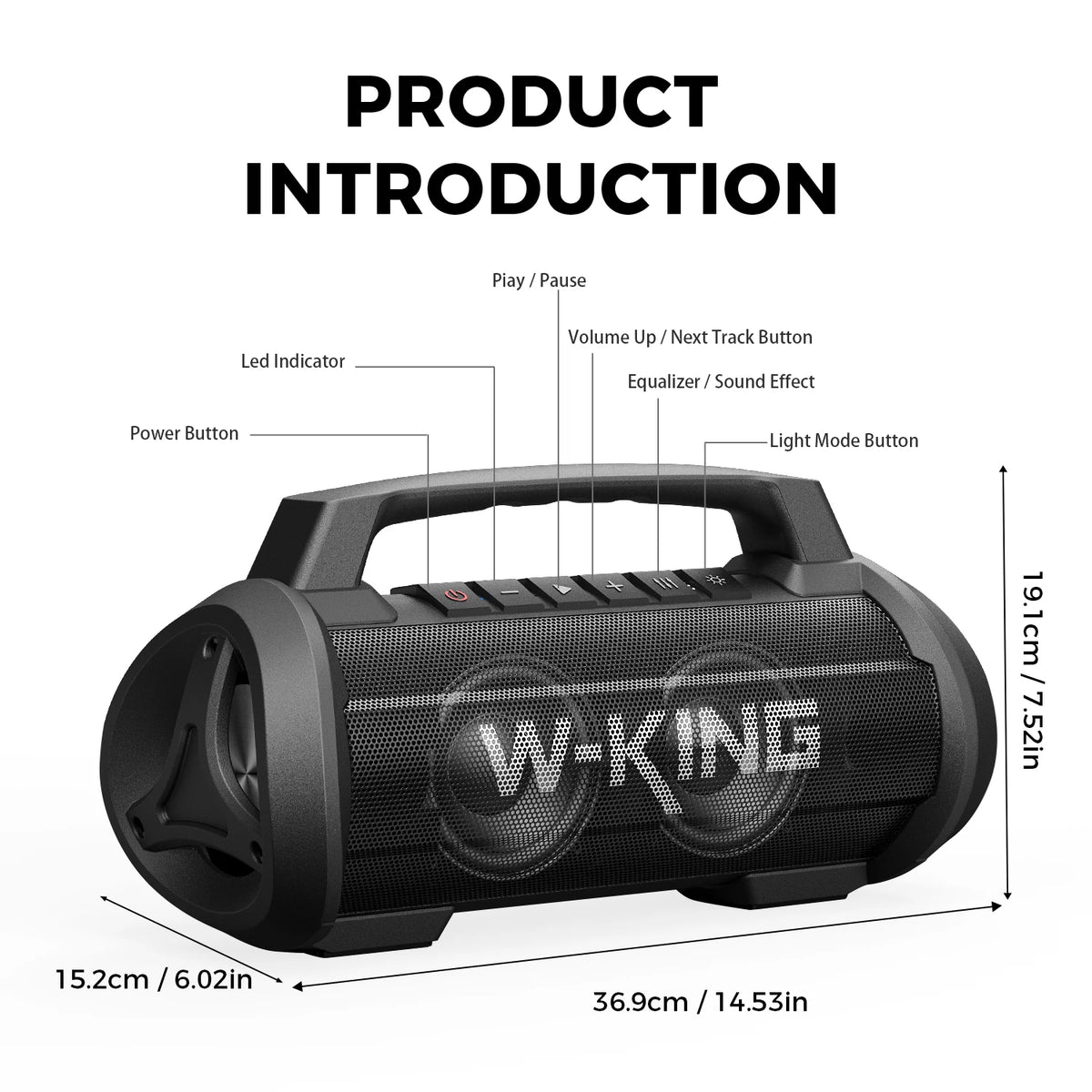 W-KING D10MIC 70W RMS Bluetooth Portable Speaker, Wireless, IPX6 Waterproof, Bluetooth Music Box with Subwoofer/Bass Boost