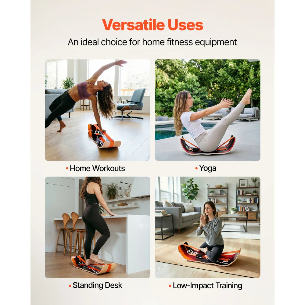 Wooden Wobble Balance Board for Core Training and Desk Exercise
