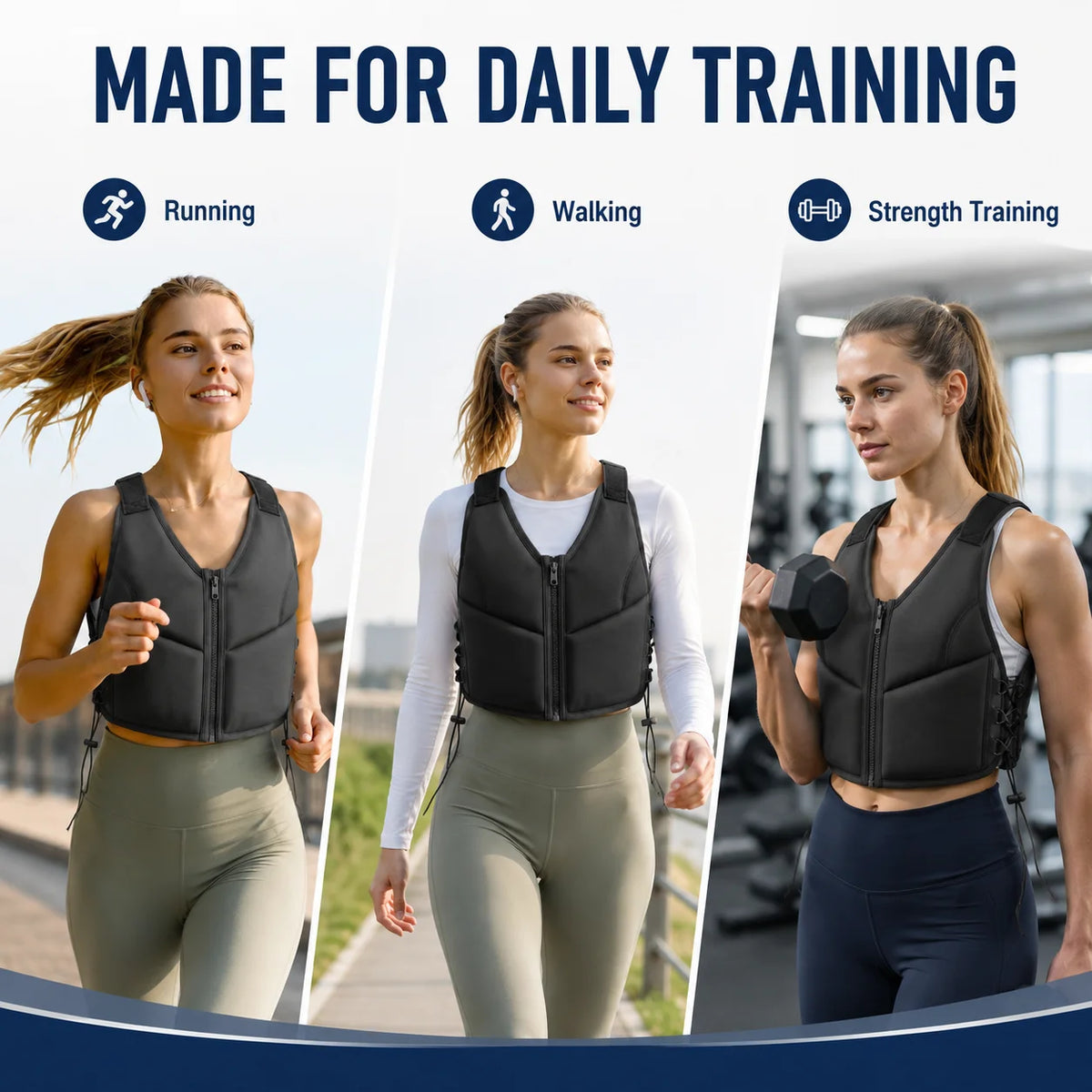 Adjustable Weighted Fitness Vest for Running, Walking, and Strength Training