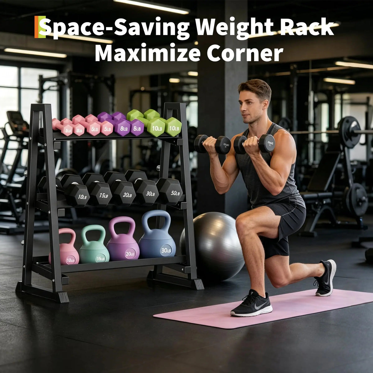 HiMISS Trapezoidal Frame Dumbbell Rack for Strength Training