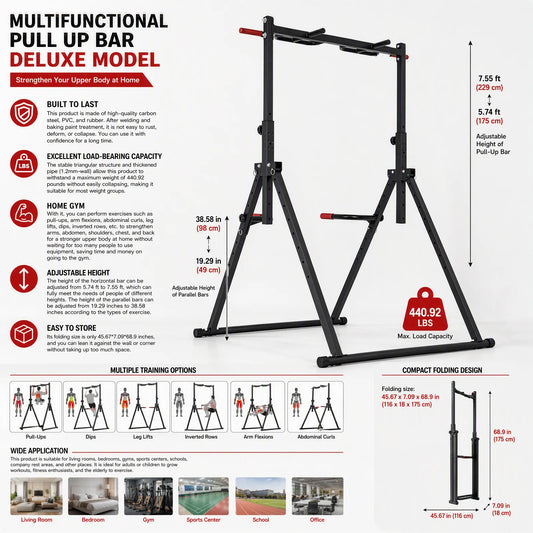 Adjustable Freestanding Triangular Pull Up Station for Home Strength Training