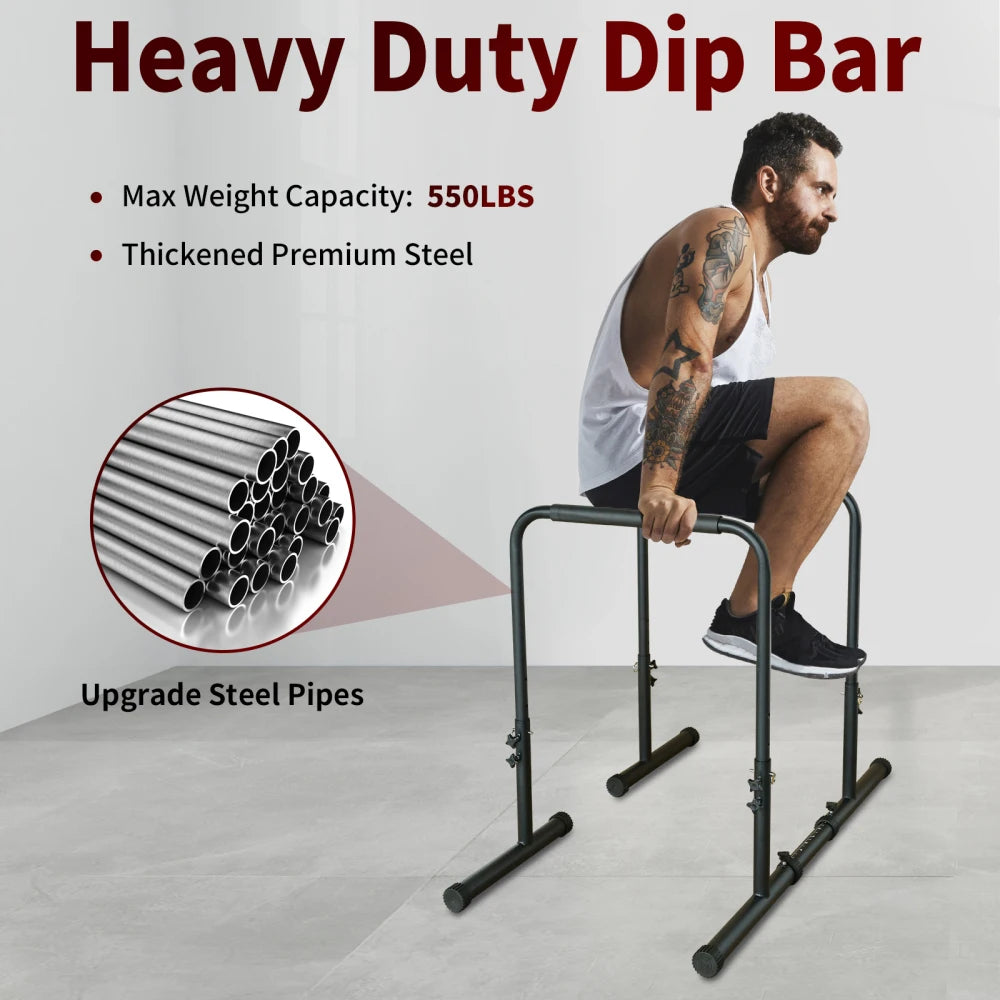 Adjustable Power Tower Dip Station with Detachable Folding Bench