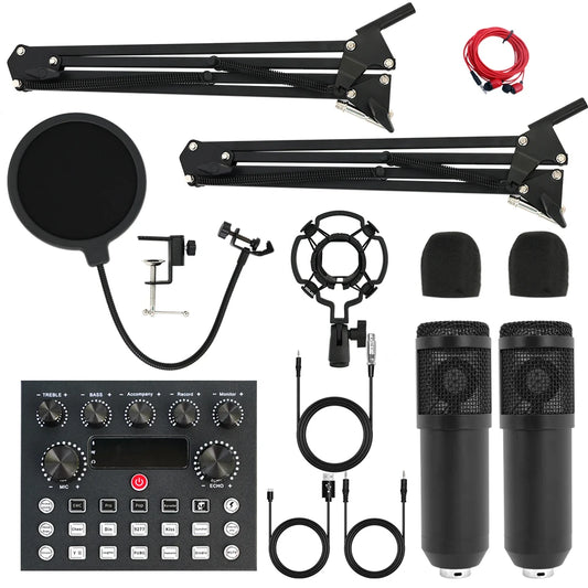 Professional Studio Recording Kit Podcast Music Mixer Equipment Condenser Microphone Set for PC Smartphone Laptop Computer Vlog