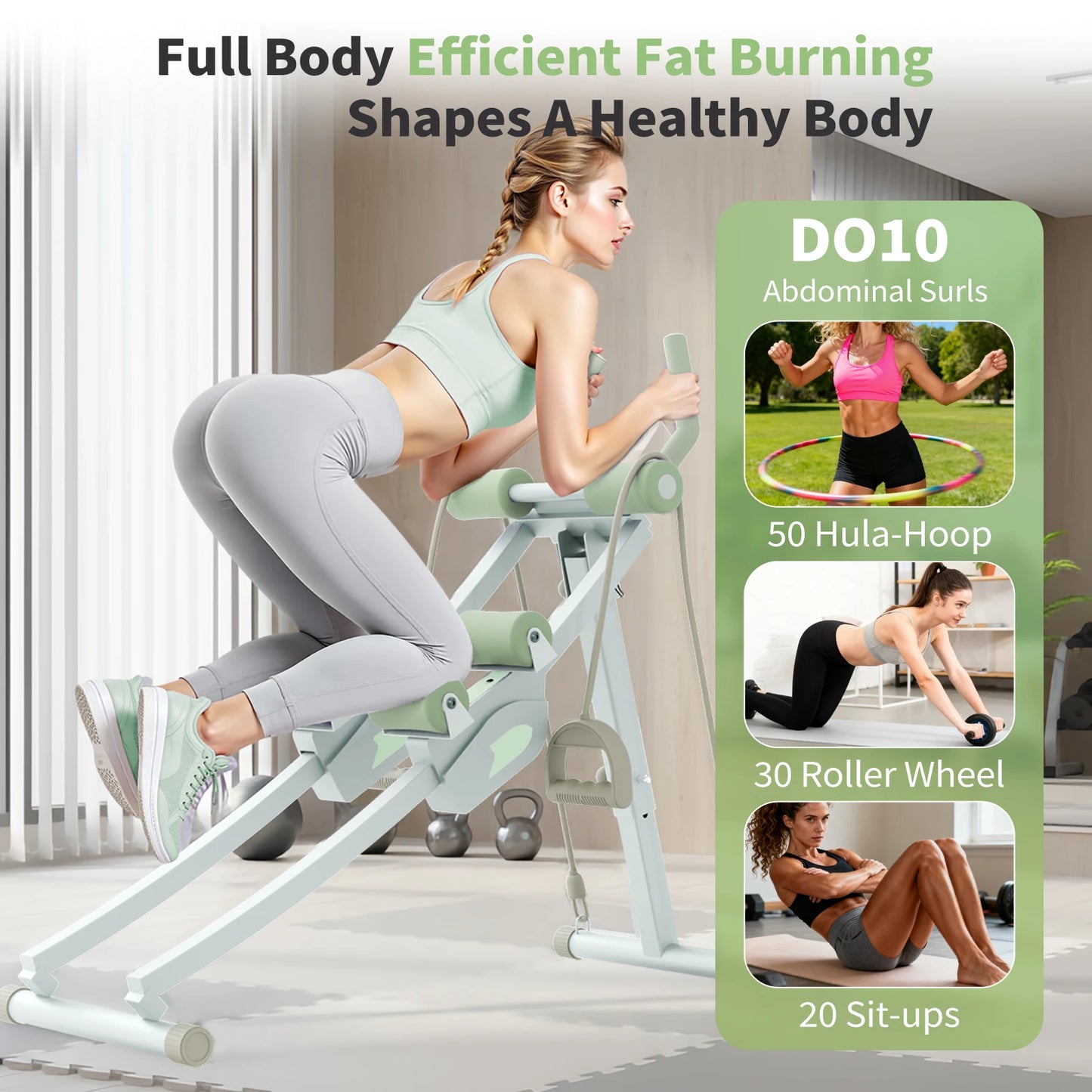 Abdominal Curling Exercise Machine Adjustable Dual Track Core Trainer Foldable
