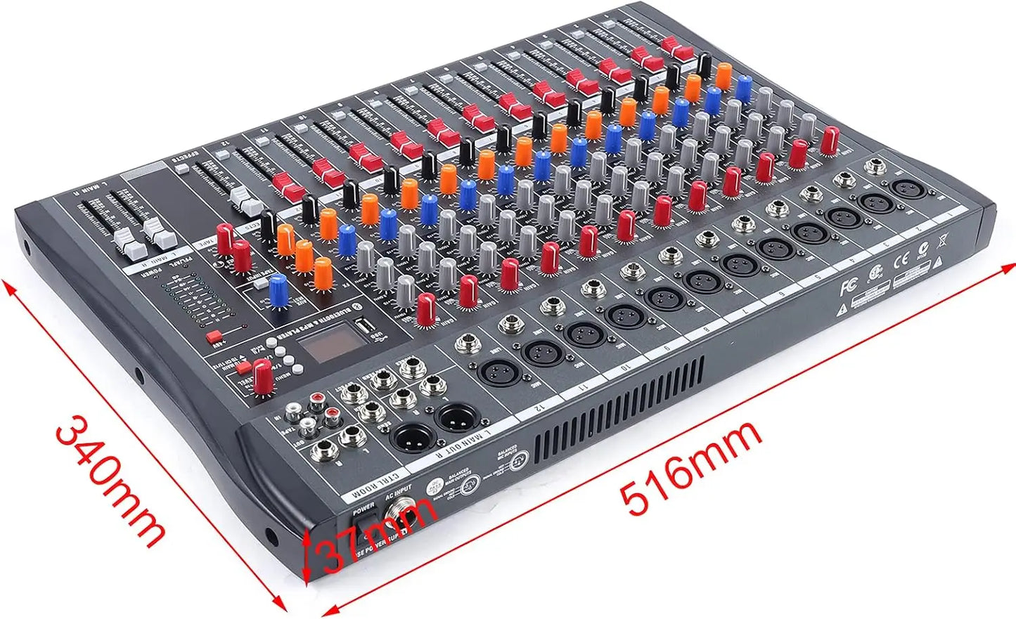 12 Channel DJ Audio Mixer Bluetooth USB Professional Sound Console