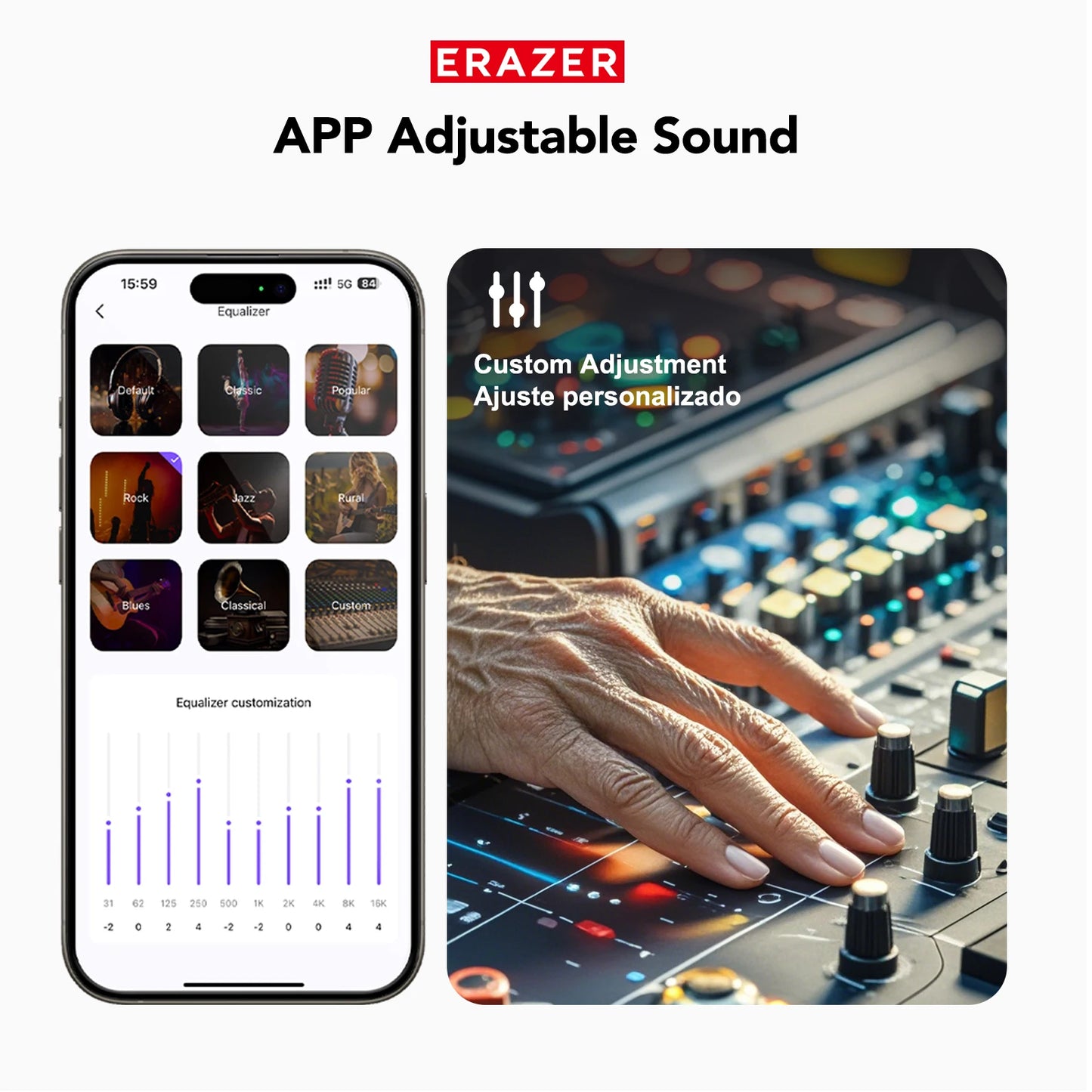Headphones Bluetooth V6.0 ERAZER XP6 Ai Translator Wireless Earphones HD LCD Display Low latency Extremely Comfortable for Music
