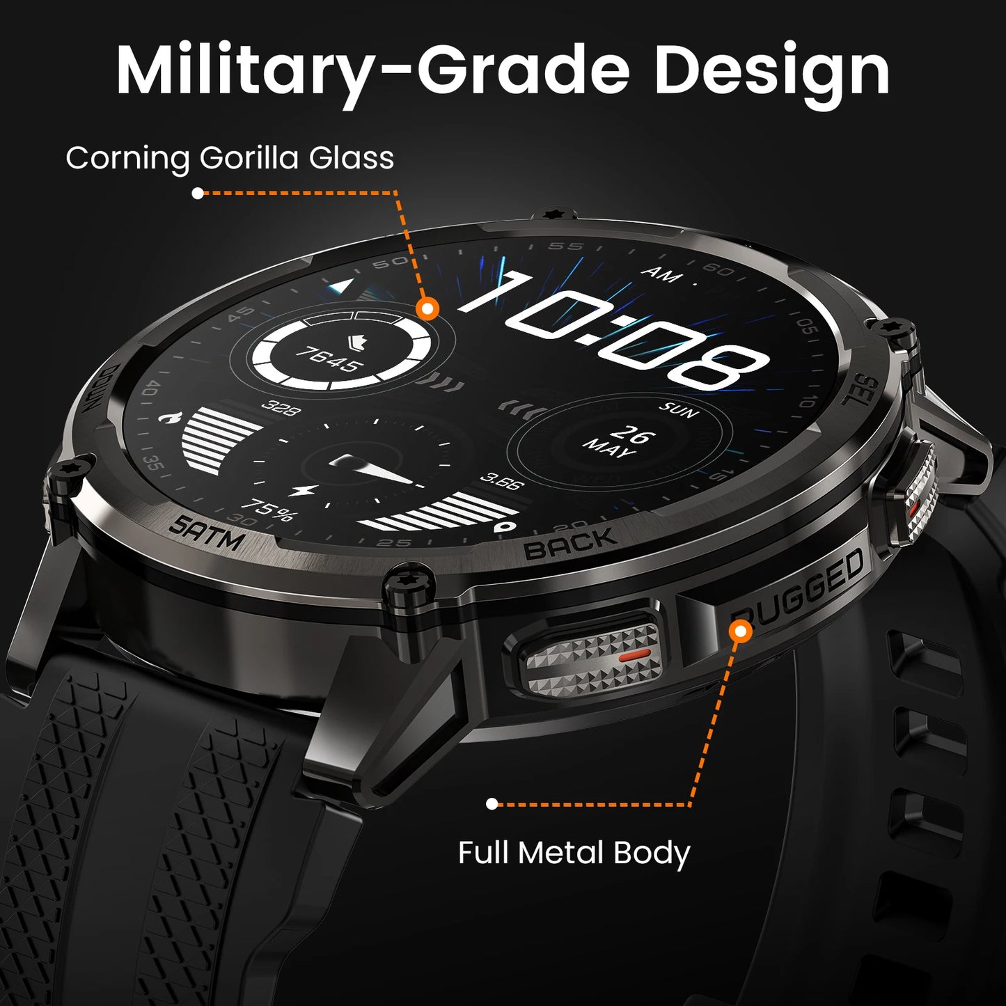 Kospe Tank T4C Rugged Smartwatch With GPS And Flashlight