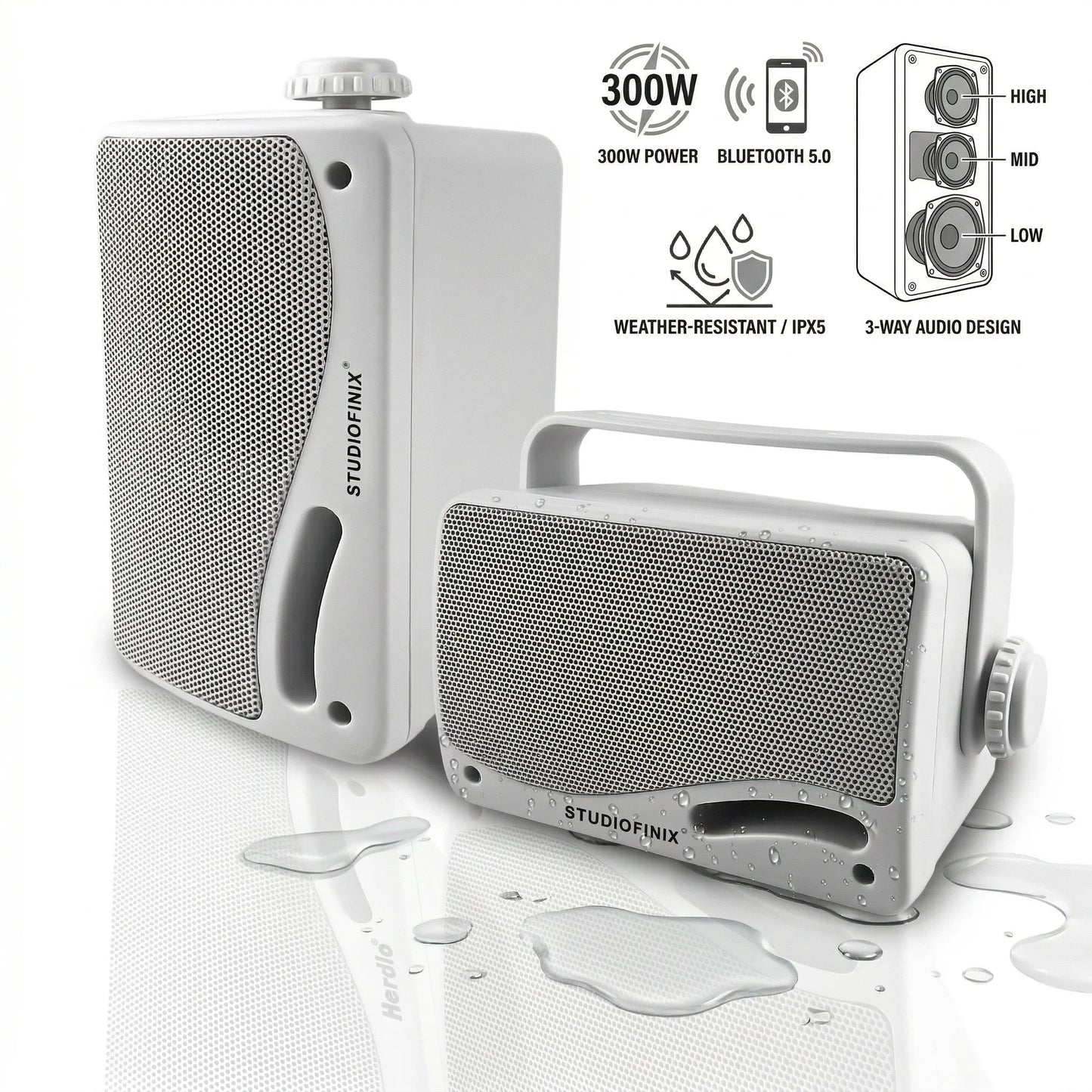 STUDIOFINIX Waterproof Outdoor Bluetooth Speakers 300W