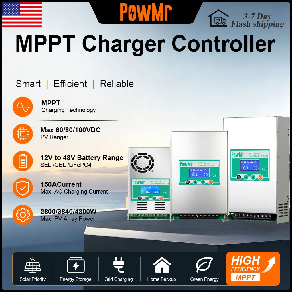 PowMr MPPT Solar Charge Controller Off Grid Battery Regulator