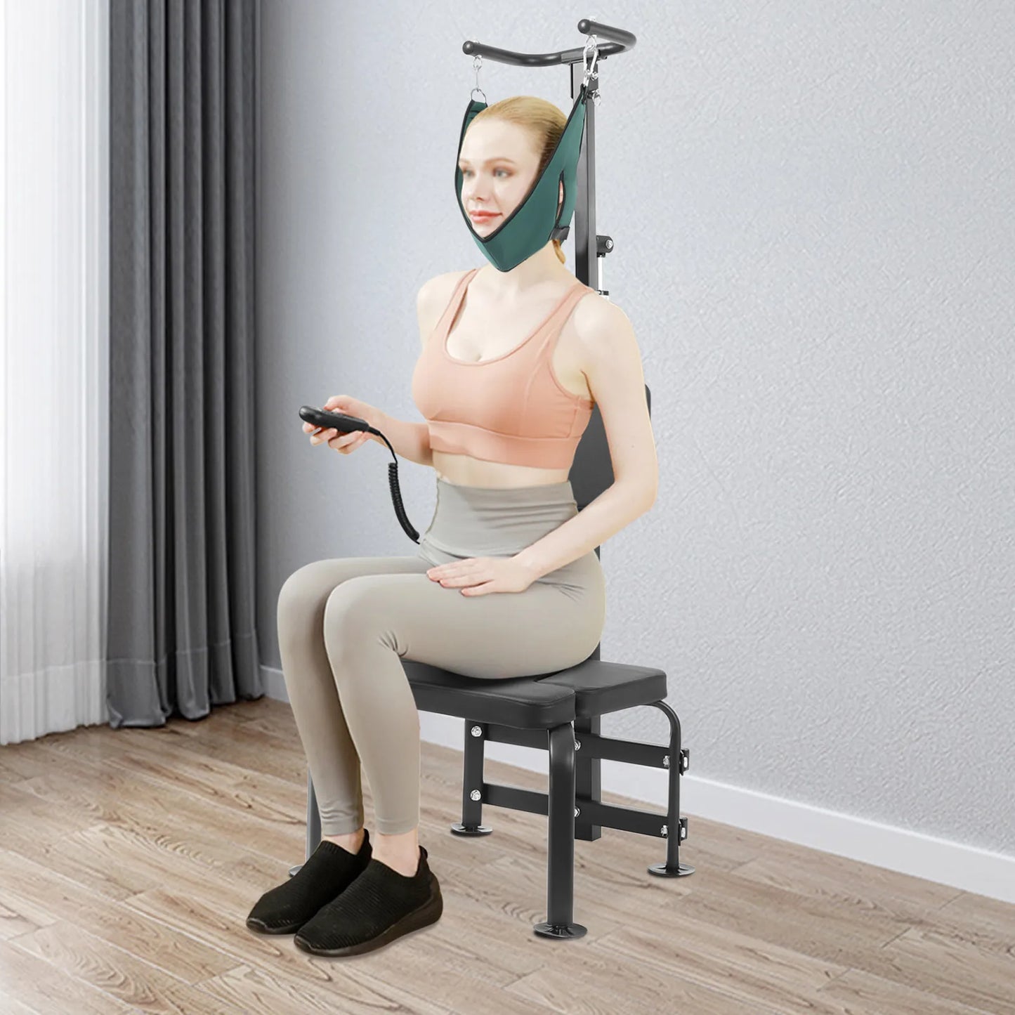 Electric Cervical Traction Device Neck Stretcher with Remote Control 6000N 20cm Lifting Distance for Home Rehabilitation Centers