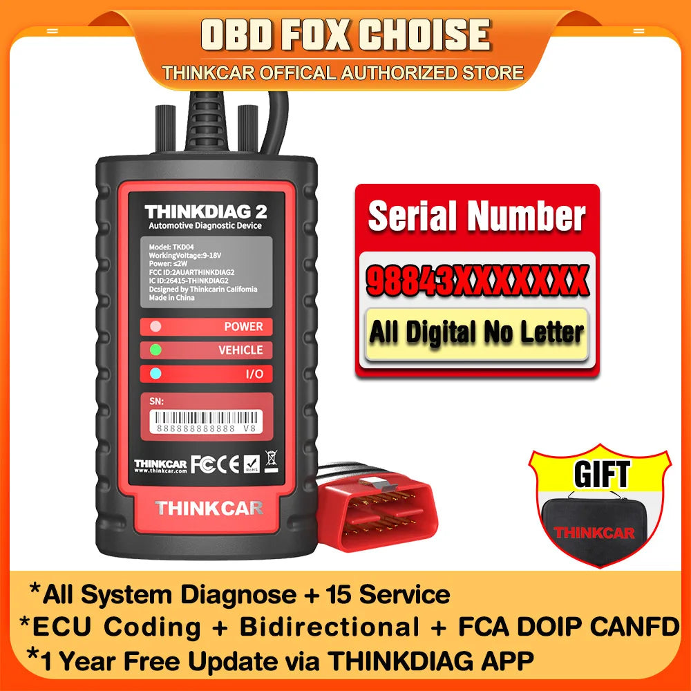 ThinkDiag 2 ALL software 1 Year Free Update Auto Diagnostic tool support