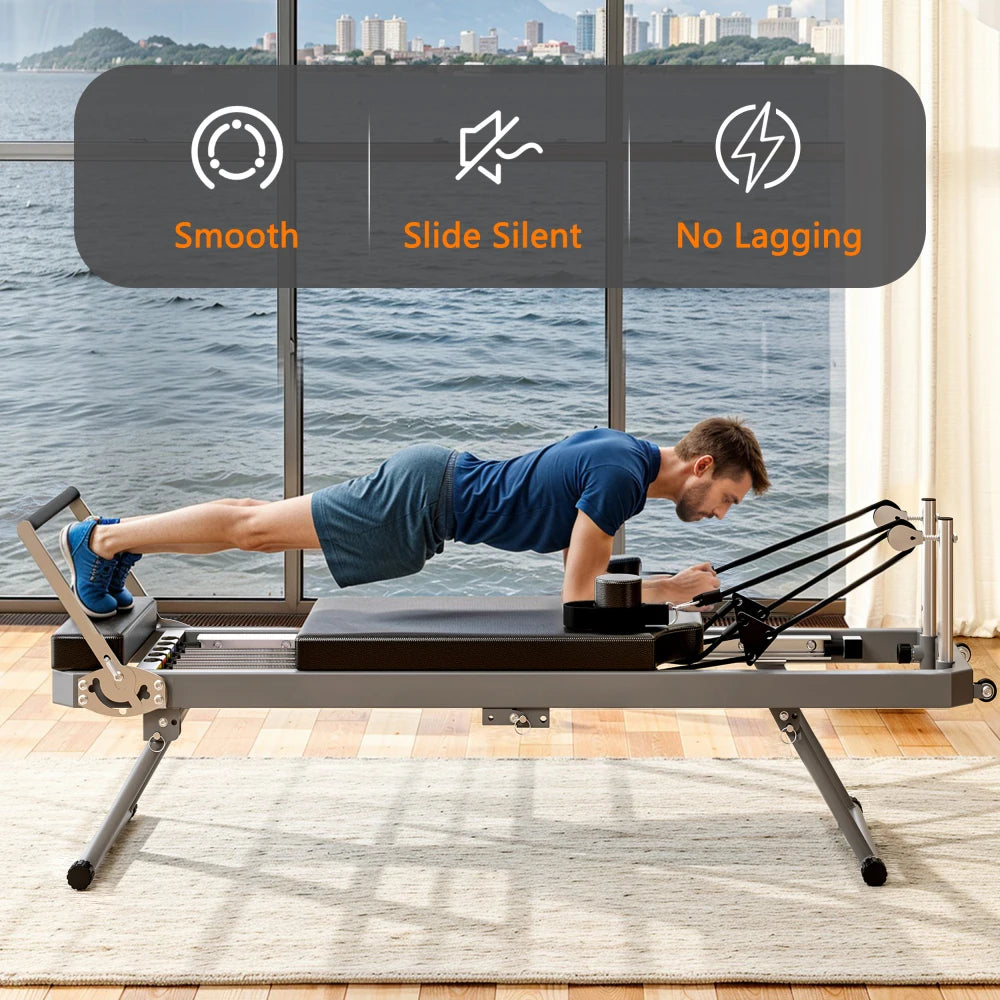 Pilates Reformer With Aerobic Rebounder For Strength Training At Home