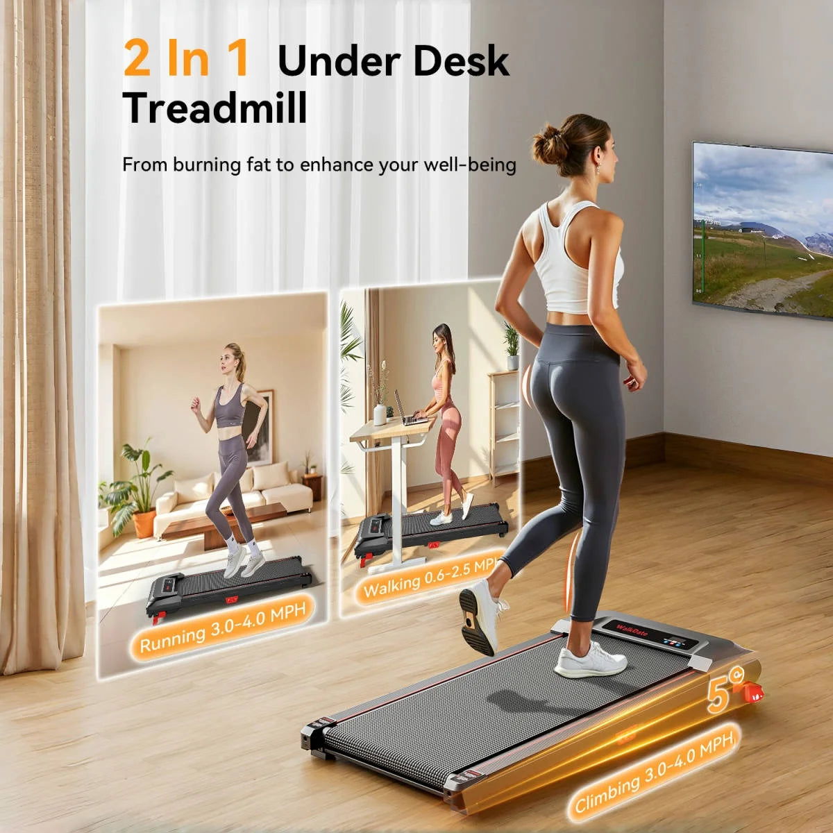 Bestgod Folding Electric Treadmill Walking Pad With Remote LCD