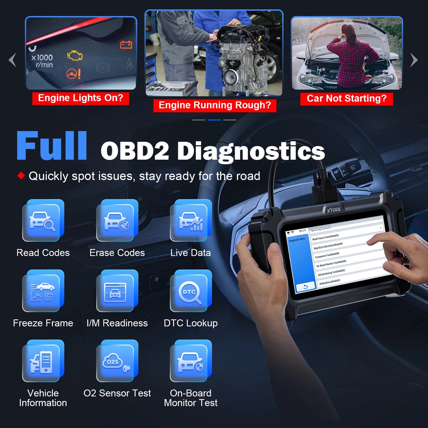 XTOOL D5S Auto Scanner 5 System Gearbox ABS Airbag Engine EPB Car Diagnostic Tools