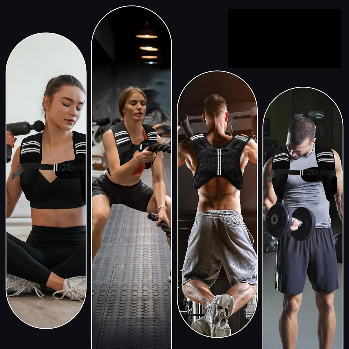 Weighted Vest With Reflective Stripe And Pocket For Fitness Training