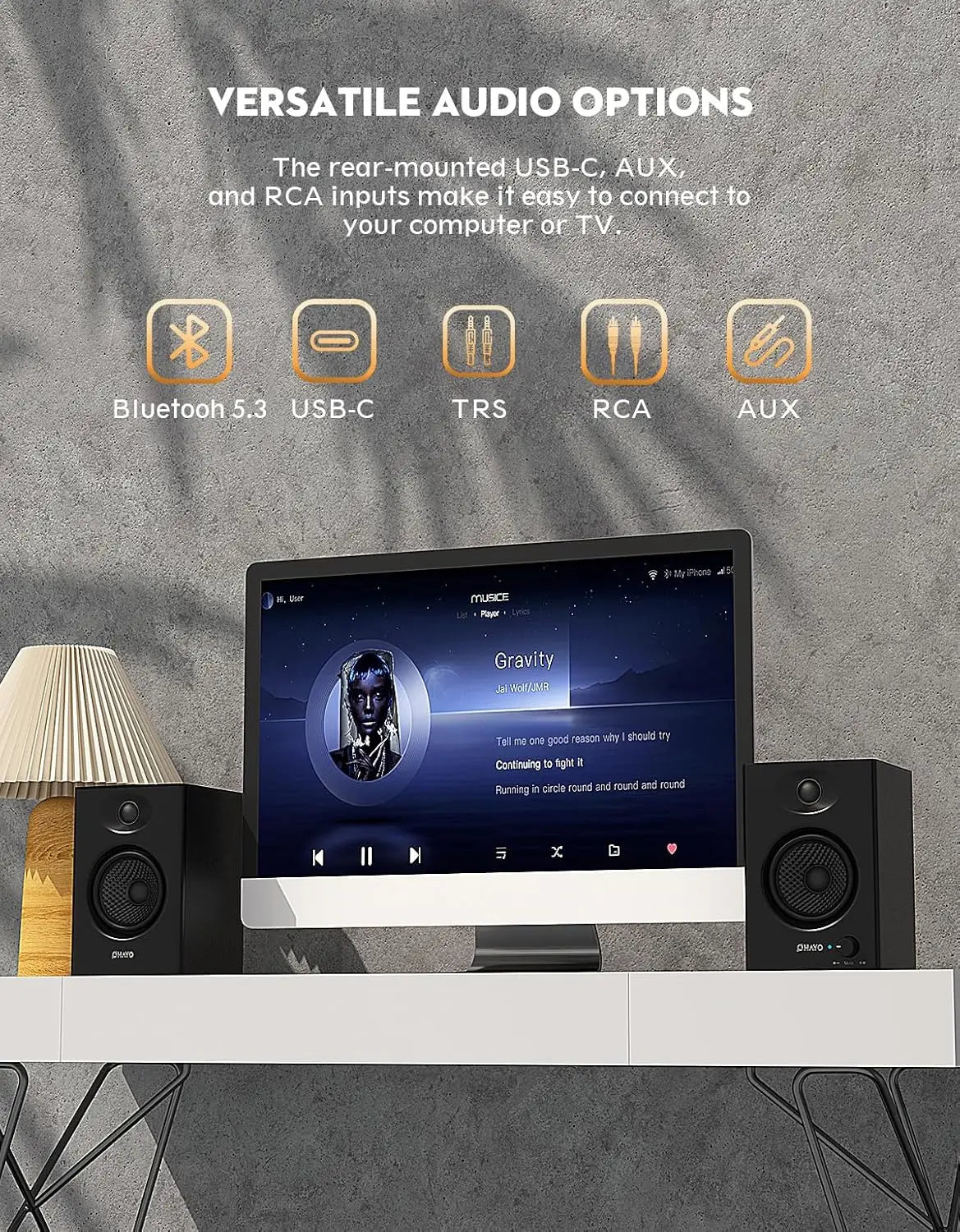 OHAYO Active Bluetooth 5.3 Bookshelf Speakers