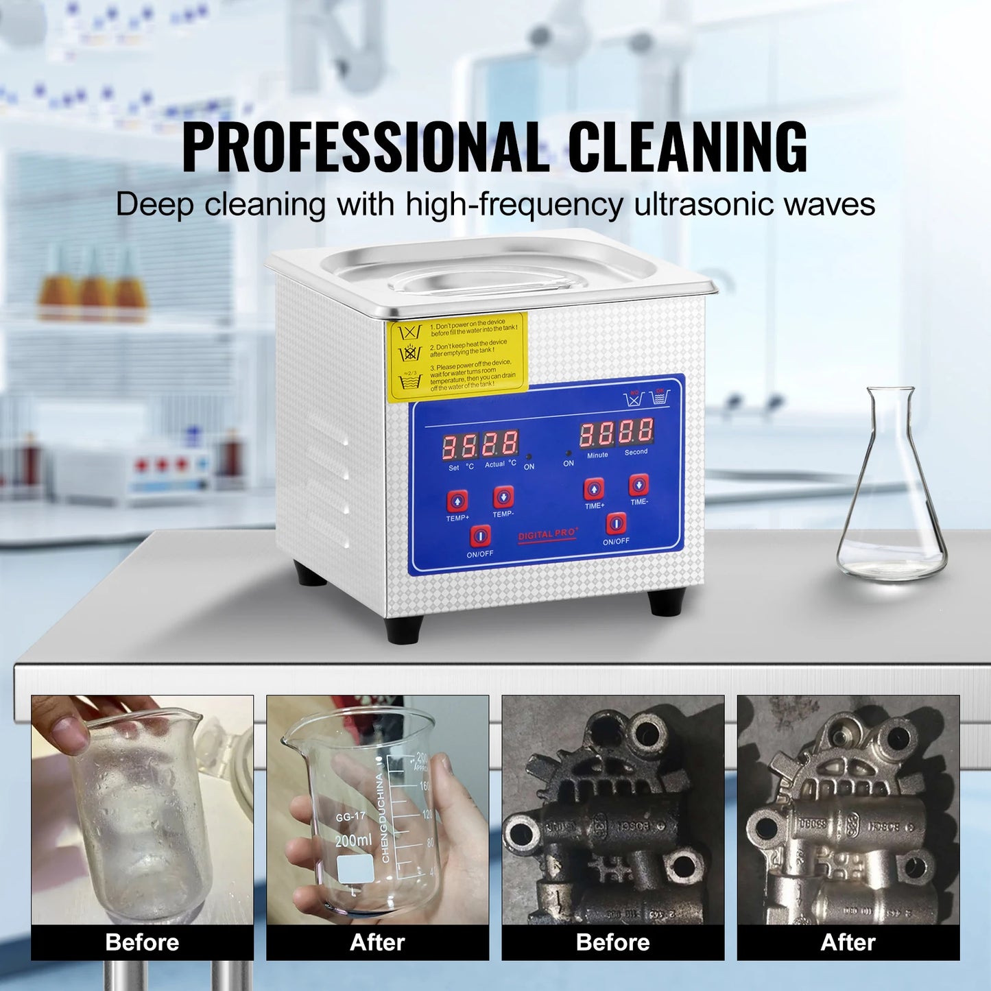 SucceBuy 1.3L Ultrasonic Cleaner Lave-Dishes Portable Washing Machine w/ Digital Timer Ultrasound Home Jewelry Clean Appliances