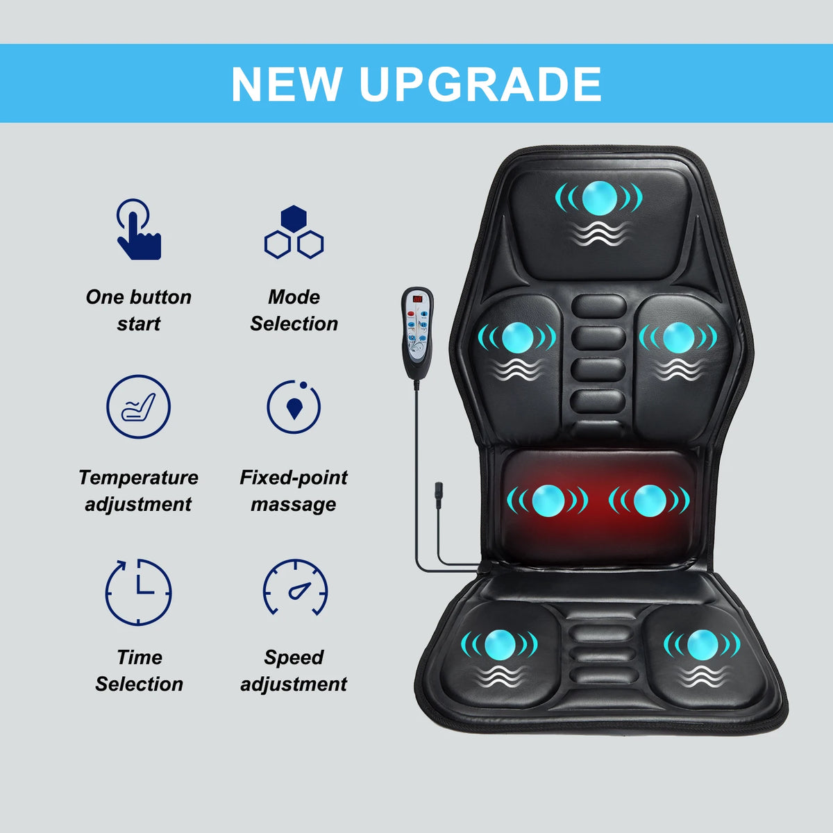 Massage Chair Pad with Heat, Back Massager Seat Cushion