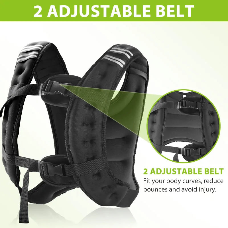 Weighted Vest With Reflective Stripe And Pocket For Fitness Training
