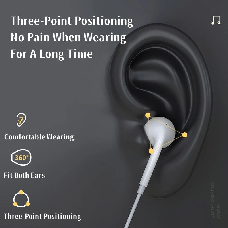 Type C Wired Earphones For Music Headphones iPhone 15 16 17 Pro Max With Mic For Sumsung Xiaomi Huawei USB C Tablet Earplug