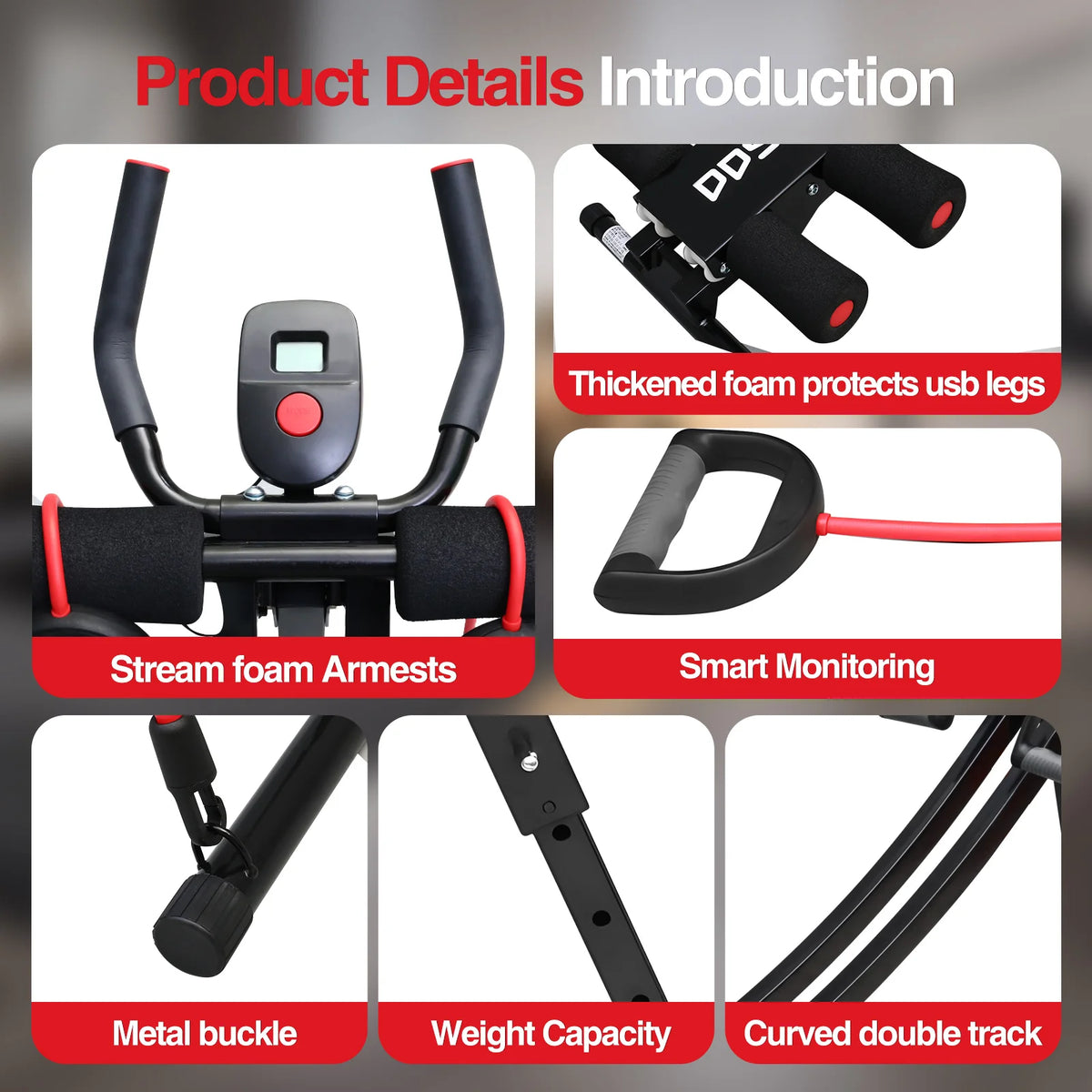 Foldable Adjustable Ab Cruncher Machine for Core Strength Training