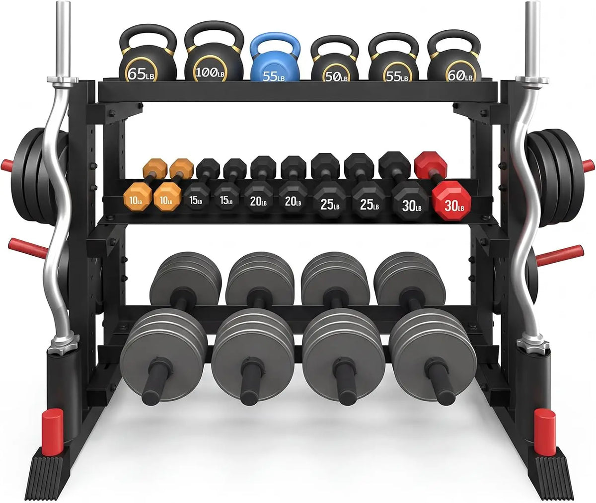 Adjustable Three Tier Heavy Duty Dumbbell Rack for Home Fitness