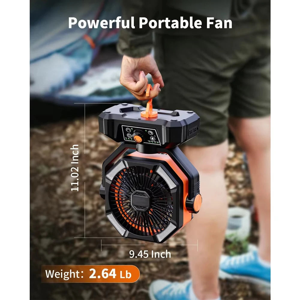 20000mAh Camping Fan Battery Operated Fan with 4 LED & 8 Speeds Desk Fan with Remote Rechargeable Portable Outdoor Fans for Tent