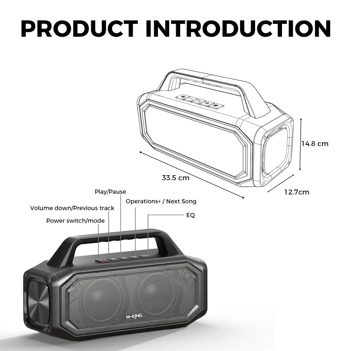 W-KING BT261-2 80W Speakers Bluetooth Wireless, Portable Outdoor Speakers Loud with Bass Boost, IPX6 Waterproof