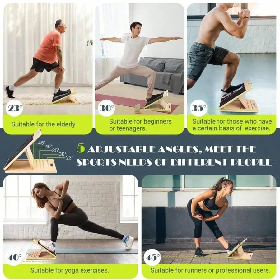Adjustable Wooden Slant Board For Foldable Calf Stretching 300 Lbs