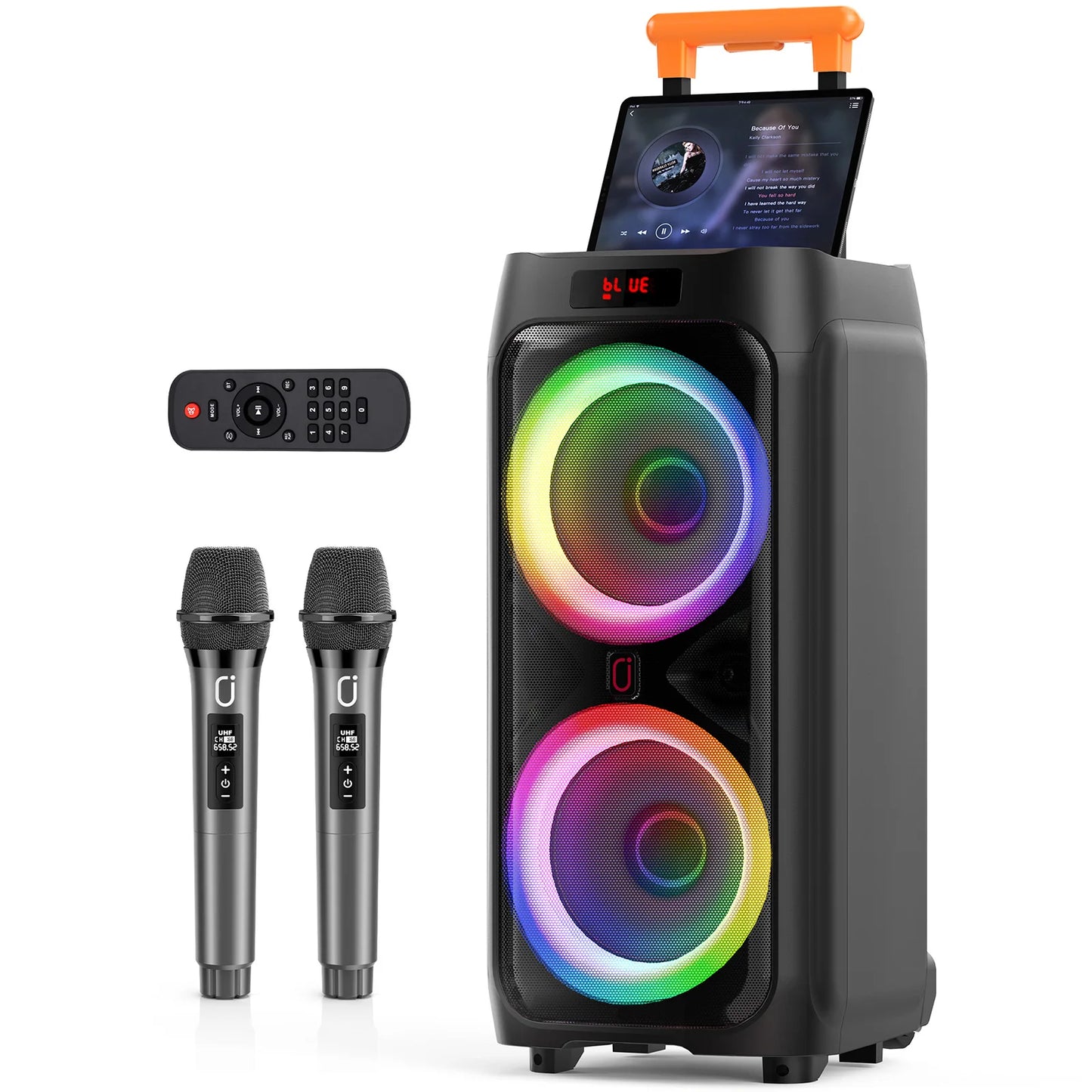 FanFun Karaoke Machine Bluetooth PA System 500W Peak DJ Lights