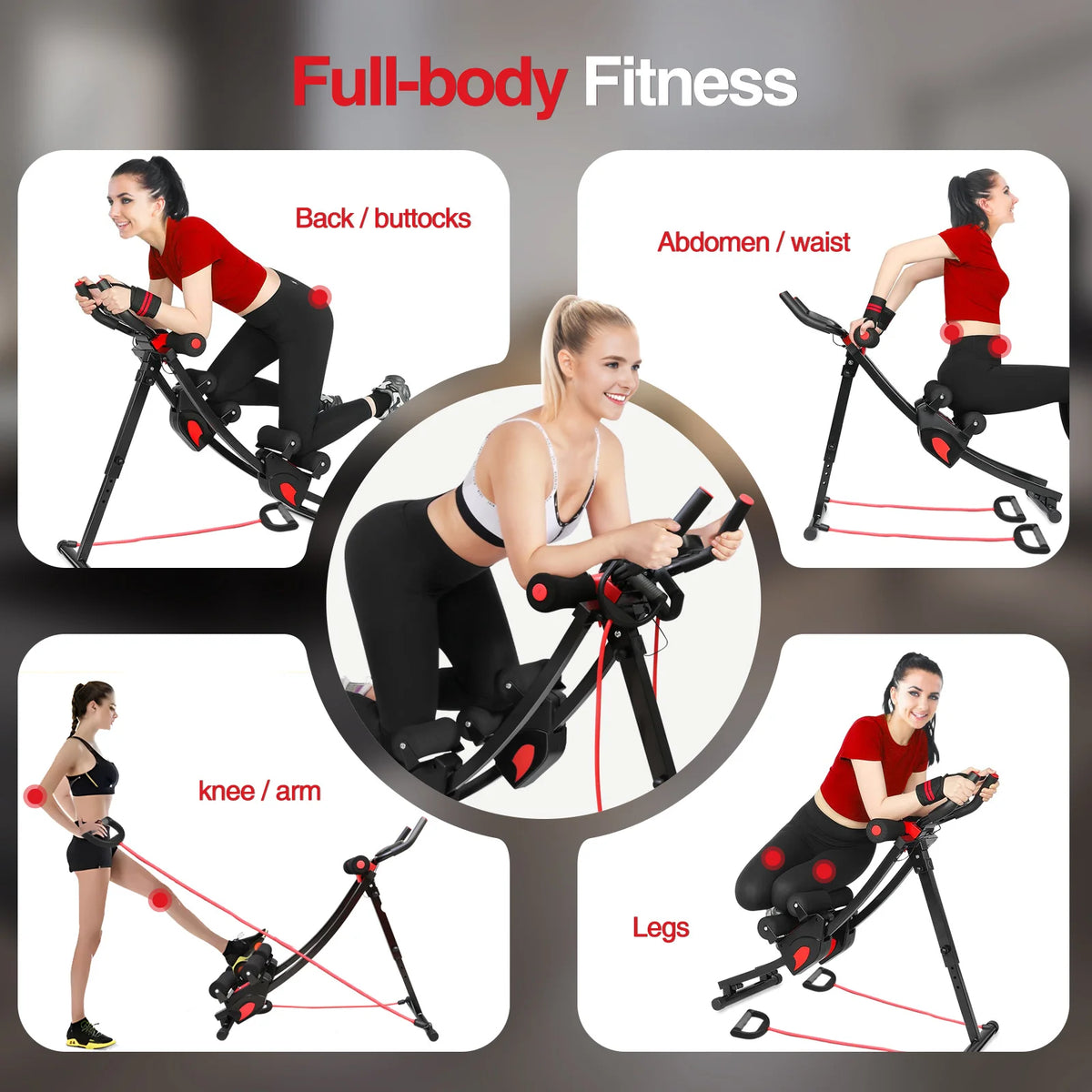 Dual Track Abdominal Trainer With Resistance Bands And LCD Display