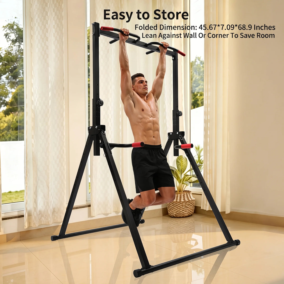 Adjustable Freestanding Triangular Pull Up Station for Home Strength Training