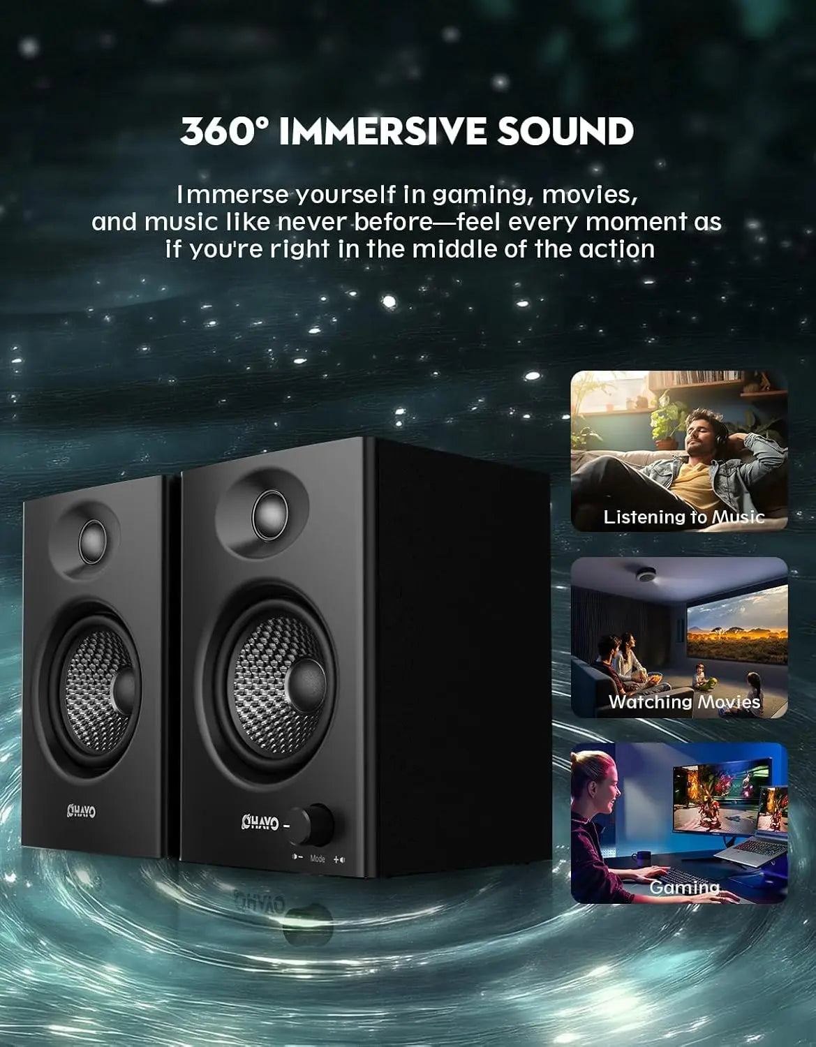 OHAYO Active Bluetooth 5.3 Bookshelf Speakers