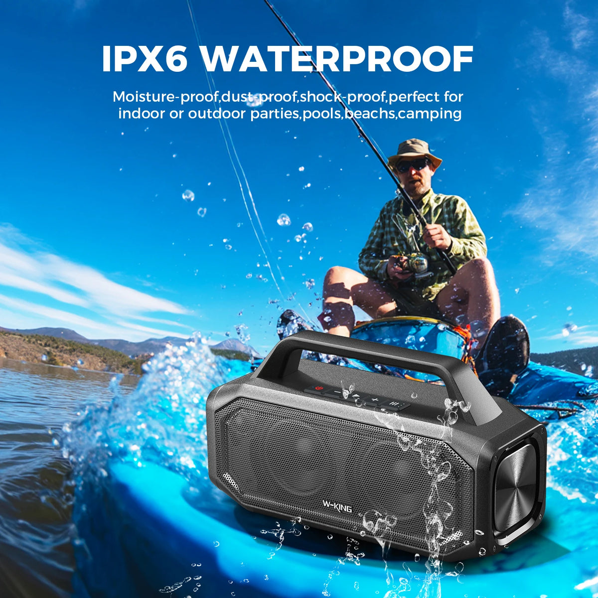 W-KING BT261-2 80W Speakers Bluetooth Wireless, Portable Outdoor Speakers Loud with Bass Boost, IPX6 Waterproof