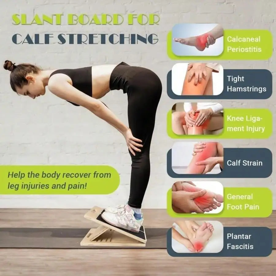Adjustable Wooden Slant Board For Foldable Calf Stretching 300 Lbs