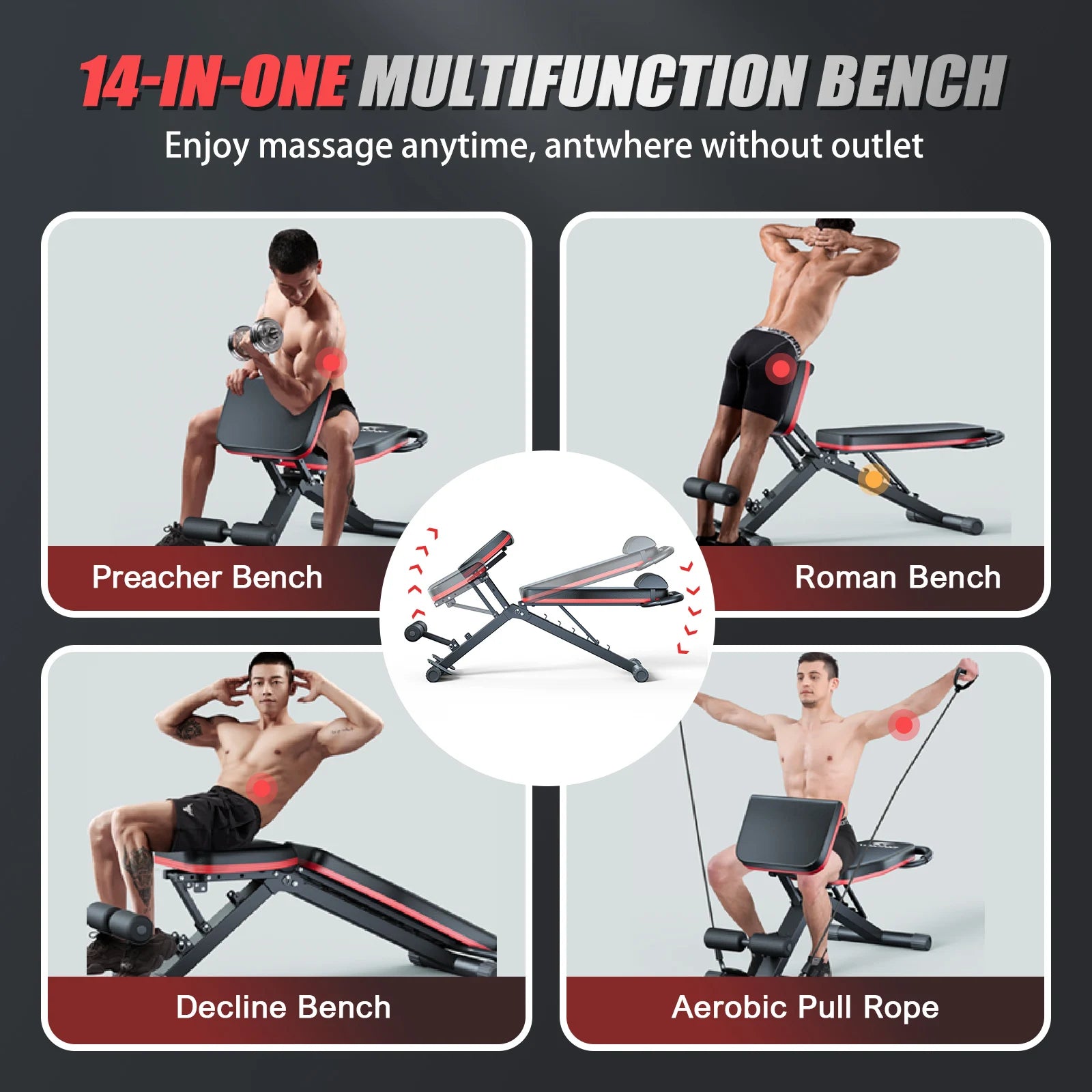 14-in-1 Foldable Dumbbell Bench Workout Station