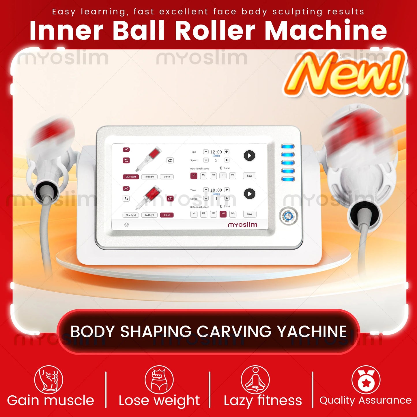 Professional EMS Inner Ball Roller Slimming Massager Machine 360 Rotating Cellulite Reduction Body Sculpting Skin Lifting